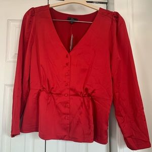 Red Jcrew long sleeve blouse w/buttons